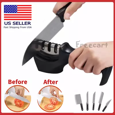 KNIFE SHARPENER 3 STAGE CERAMIC Tungsten Kitchen Knives Sharpening Hone Tool • $7.15