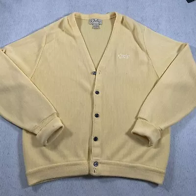 Izod Cardigan Sweater Mens Large Yellow Long Sleeve Grandpa Acrylic Vintage • $29.95