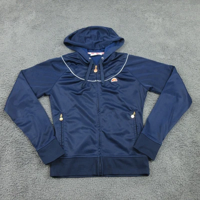 £0.99 • Buy Ellesse Hoodie Womens UK 8 Blue Navy Hoody Jumper Full Zip Logo Pockets