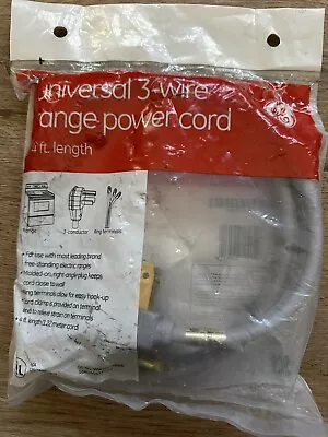 GE WX09X10006 Electric Range Universal Fit 4-foot 3-Wire Power Cord (3-Prong) • $15