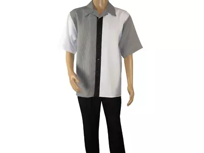 Men MONTIQUE 2pc Walking Leisure Suit Matching Set Short Sleeves 2211 Black • $79.99