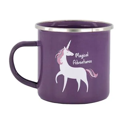 $12.50 • Buy Unicorn Print Enamel Mug Purple Coffee Tea Tumbler Drinking Cup Handle Girl Kid