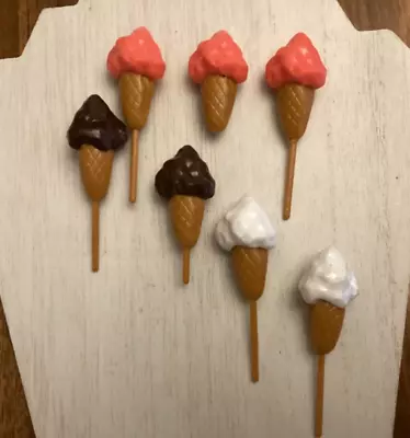 Vintage Cupcake Cake Decorations Plastic Ice Cream Cones Picks • $10