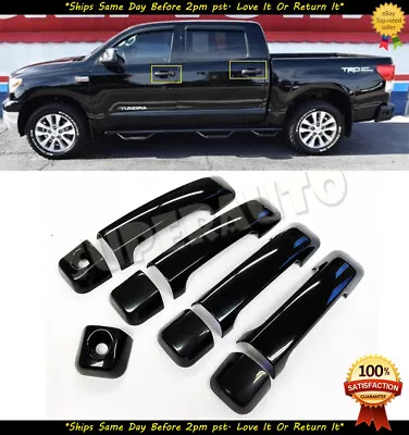 For 2007-2021 Toyota Tundra+Sequoia Glossy Black Door Handle Covers For Crew+DBL • $24.99