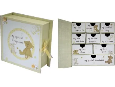 Button Corner Paperwrap Book Baby Keepsake Box With Drawers CG689 GIFT  • £15