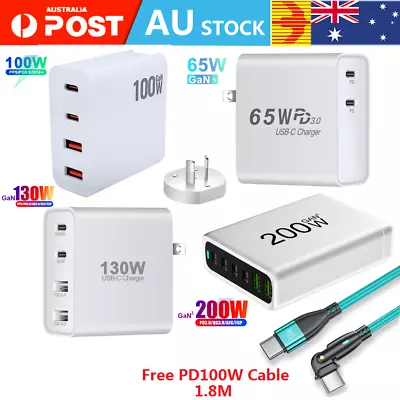 GaN USB A+C Fast Wall Charger 200W 100W 65W Power Adapter For Phone Tablet PD • $48.99