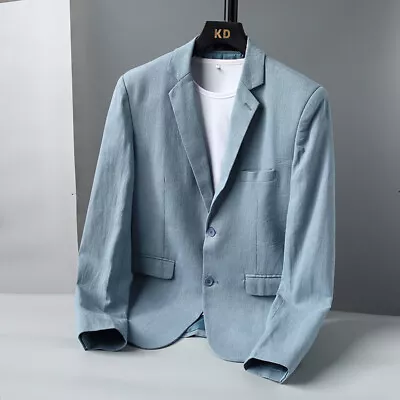 Mens Suit Slim Casual Business Formal Jacket Solid Color Cotton Lined Blazer 6XL • $59.99