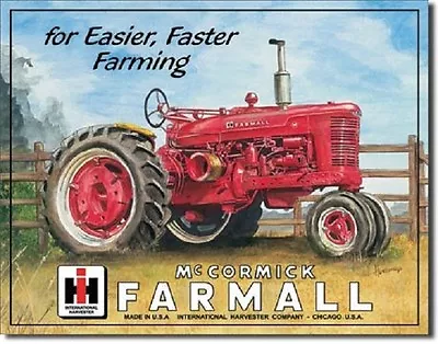 Farmall Model M Tractor IH Fast Farming Equipment  Retro Vintage Metal Tin Sign • $15.99