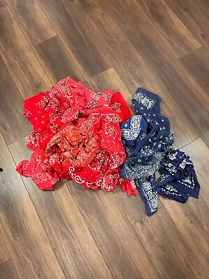 Lot Of 24 Paisley Bandanas Western Handkerchief Red And Blue • $3.25