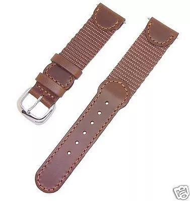 Speidel Express 19mm Swiss Army Style Brown Leather And Nylon Sports Watch Band • $9.71