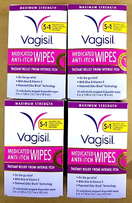 $22.48 • Buy Vagisil Anti-Itch Maximum Strength Wipes *4 PACK* Medicated INDIVIDUALLY WRAPPED