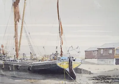 Original Watercolour 'Sailing Barge Ground' Circa 1970's Unknown Artist • £42