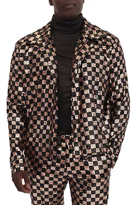 BARABAS Men's Chess Sequin Luxury Zipper Closure Bomber Jacket 2BP23 • $252