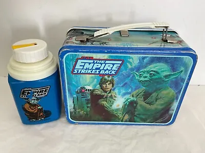 Vintage 1980 Star Wars The Empire Strikes Back Metal Lunchbox Thermos - Gr8 Cond • $100