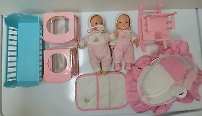 2 Vintage Bouncin' Babies Peek-a-boo Baby Dolls 1988 Lgti Galoob With Furniture • $29.95