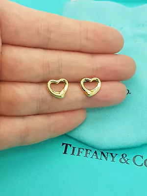 Tiffany & Co Elsa Peretti 18Ct Yellow Gold 11mm Open Heart Earrings No Backs • $557.41