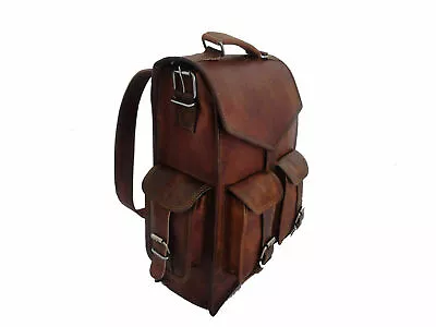 Personalize Handmade Genuine Leather Backpack Business Bag Shoulder Briefcase • £46.16