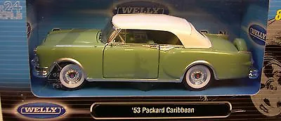 Green 1953 Packard Caribbean Convertible Welly 1:24 Scale Diecast Metal Car • $16.99