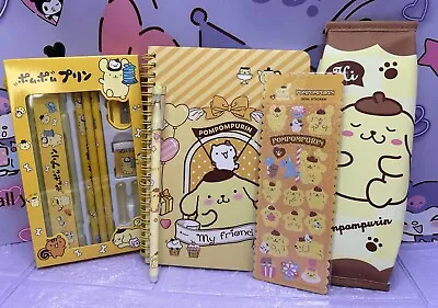 Pompompurin Sanrio Bundle A5 Notebook Pencil Case Pen Stickers Rubber Sharpener • $29