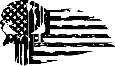 Punisher Distressed American Flag (Pick Size & Color) Car Sticker • $6.50