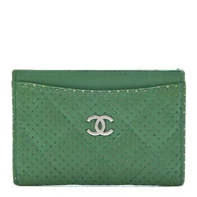 $300 • Buy Chanel Classic Card Holder Quilted Perforated Lambskin Green