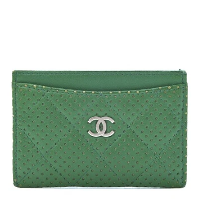 $300 • Buy Chanel Classic Card Holder Quilted Perforated Lambskin Green