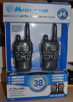 Midland T71VP3 X-TALKER 38-Mile 36-Channel FRS 2-Way Radios Pair • $64.99