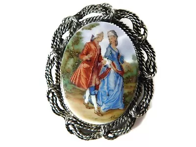 Fragonard Ceramic Cameo Convertible Brooch Pendant Vintage Jewelry • $12.99