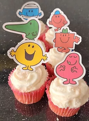 Mr Men Cake Toppers 24x Edible PRECUT Cupcake Topper  • £4.95