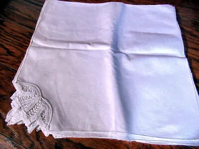 Set 12 Vintage Dinner Napkins White Linen Battenberg Lace Insert Unused • $24.95