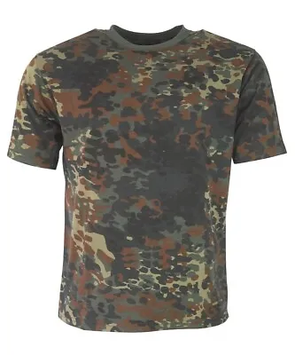 Mens Military Style German Flecktarn Camouflage T Shirt Army Combat Hunting Top • $11.30