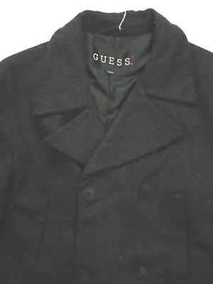 Guess Mens Double Breasted Pea Coat Large Charcoal Ljktb414 • $55.99