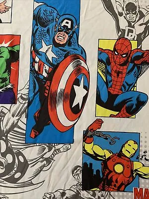 Marvel Comics Twin Size Sheet Pillowcase Flat Iron Man Hulk Captain Spider-Man • $6