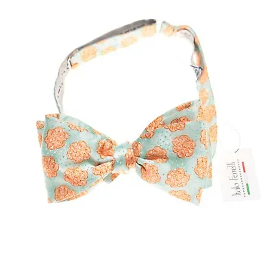 Italo Ferretti NWT Bow Tie Adjustable Size In Mint Green And Orange 100% Silk • $86.24