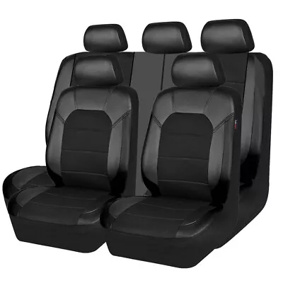 Seat Covers Full Set Protectors Leather Car Accessories Black For 5-seats SUV  • $70.10