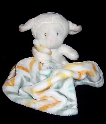 Little Miracles Lamb Chevron Plush Baby Blanket Yellow Aqua Sweet Snuggles Lovey • $19.95