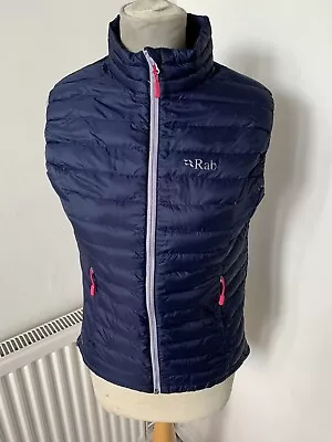 Rab Gilet Womens Microlight Vest Blue Down Body Warmer Pertex Quantum Uk 8 • £49.99