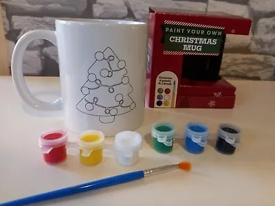 New !!! Paint Your Own Christmas Mug 300 Ml -  Xmas Tree  - Decor Gift Kids • £4.99