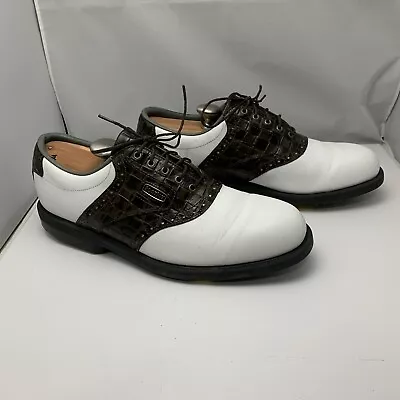 FOOTJOY DRYJOY Tour Mens Golf Shoes 53605 White/Brown 10M Leather • $34.99