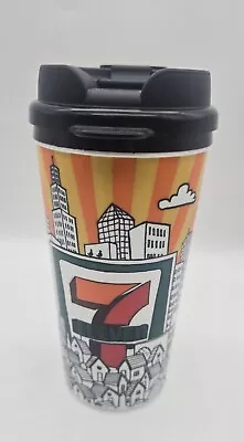7- Eleven City Flip Top Tumbler Mug 16oz - Whirley Warren BPA Free Travel Cup • $9