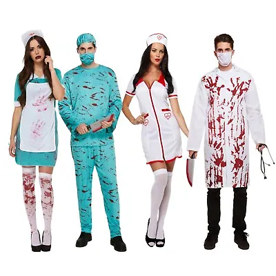 ADULT BLOODY DOCTOR & NURSE Costume Mens Ladies Halloween Fancy Dress Lot Outfit • £6.52