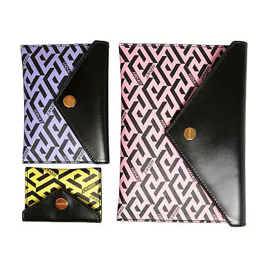 Versace Women's La Greca Signature Textured Leather & Canvas Clutch Set Of 3 • $299.99