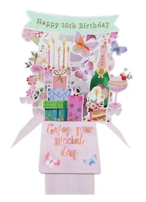 Happy 30th Birthday Bottle & Presents Pop Up Card 3D Keepsake Flowers For Female • £5.99