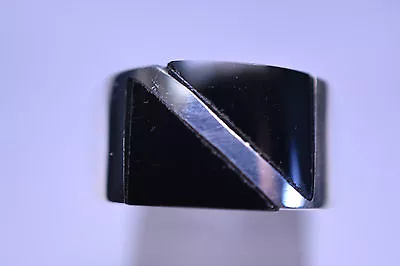 New Men's Sterling Silver Black Onyx Ring With Diagonal Line Scuba Flag Design • $75