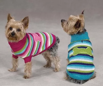 Dog Sweater Brite Stripe Pet Top Pink Blue XXS-L Bone  Clothing Zack & Zoey • $20.99