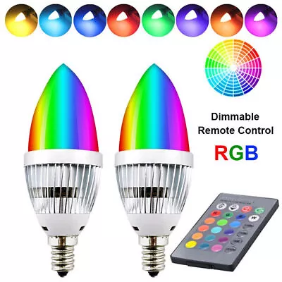 ️1/2/4 PACK 3W RGB E12 E14 Candelabra LED Bulb Candle Light Lamp Remote Control • $10.89