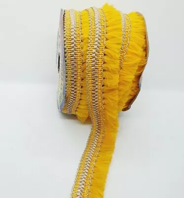 Tassel Fringe Yellow & Gold Trim Braid Cake Decoration Dance Wedding Ribbon • £2