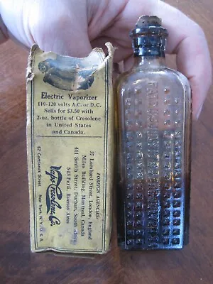Vintage Antique Vapo-Cresolene Vapor Oil Glass Bottle W/ Box Advertising • $14.99