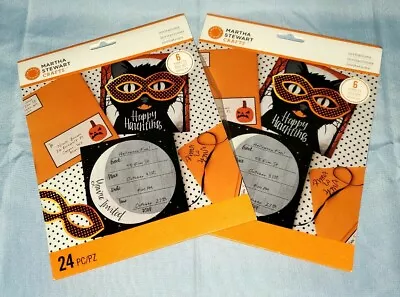 2pk Martha Stewart Halloween Party Black Cat Mask Invitation Kit Makes 6x2=12  • £16.11