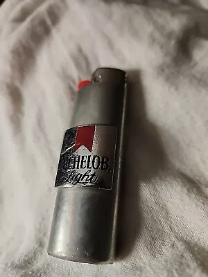 Vtg MICHELOB LIGHT BEER Lighter Case Western Cover Holder Silver Sleeve For Bic • $27.88